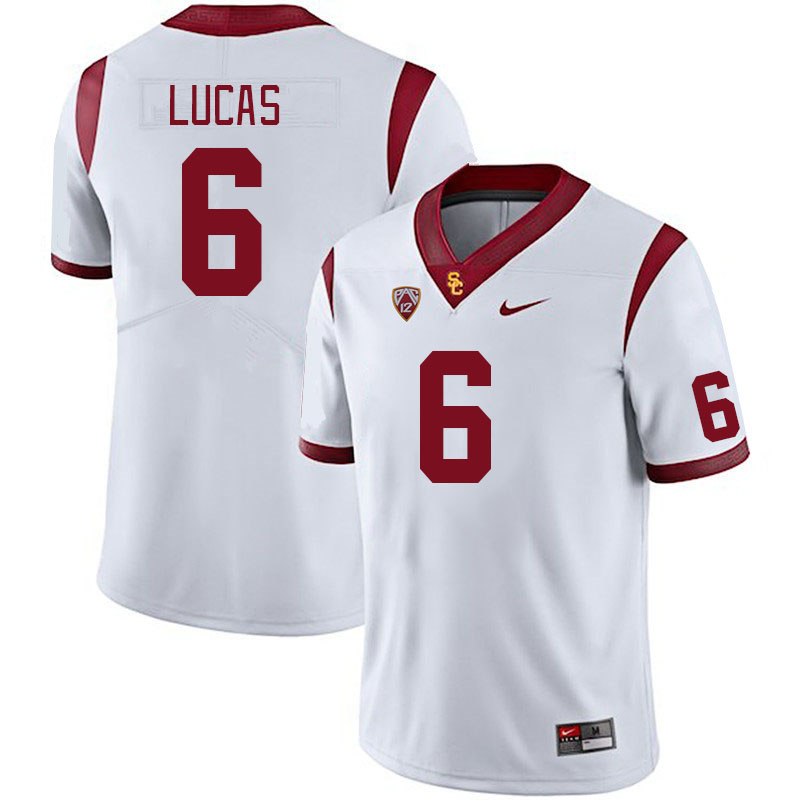 Men #6 Anthony Lucas USC Trojans College Football Jerseys Stitched Sale-White